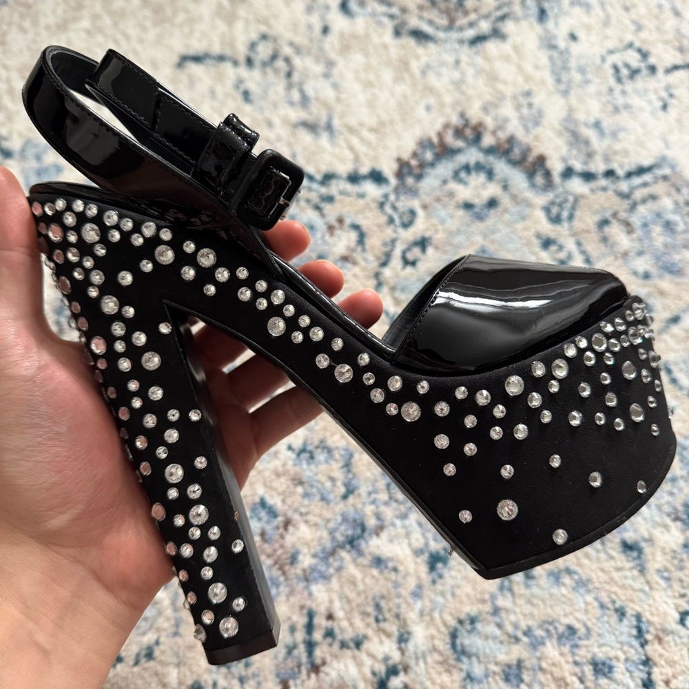 Giuseppe Zanotti Black Platform Heels with Silver Accents